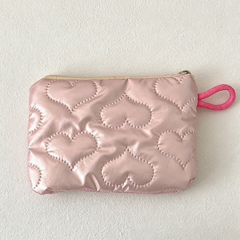 CouldNook Heart Quilted Mini Storage Pouch - Portable Makeup & Sanitary Bag