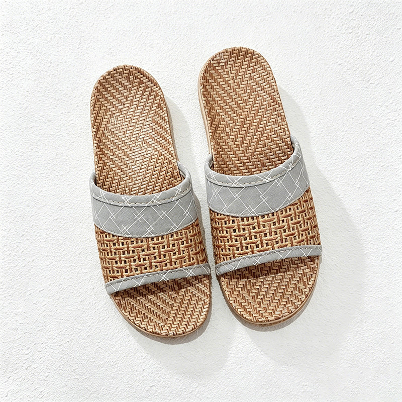 CouldNook Flax-Look Cross Strap House Slippers - Natural Indoor Accent