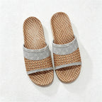 CouldNook Flax-Look Cross Strap House Slippers - Natural Indoor Accent