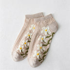 CouldNook Mesh Big Floral Socks - Sweet Thin Breathable Women Socks