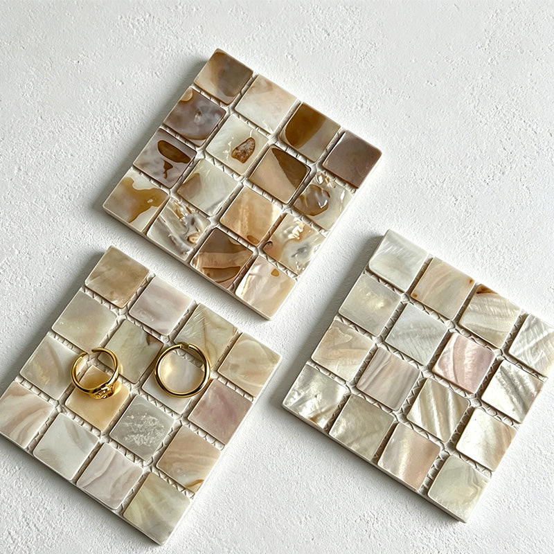 CouldNook Natural Shell Mosaic Coaster - Aesthetic insulated Table Mat