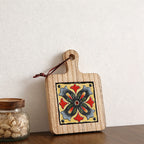 CouldNook Warm Tone Floral Tile Wooden Trivet - Heat Resistant Kitchen Pot Holder
