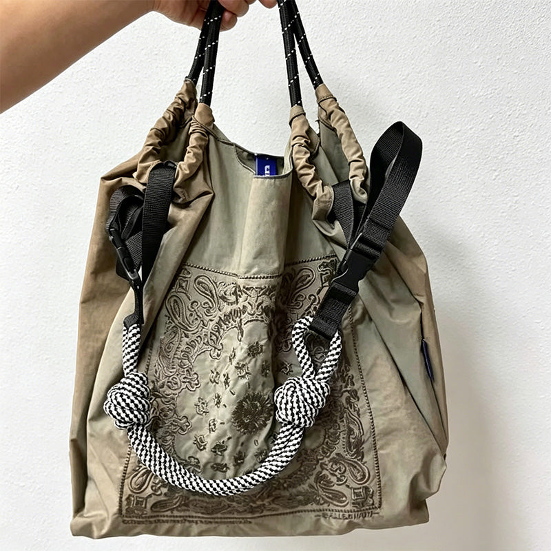 CouldNook Retro Paisley Mandala Embroidery Shopping Bag - Everyday Market Accent