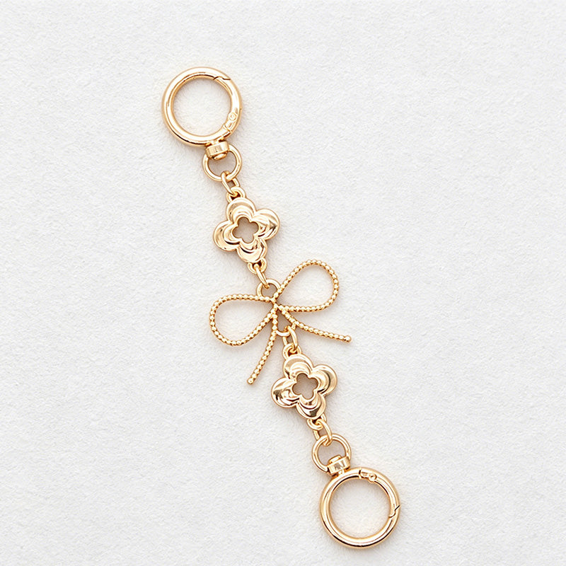 CouldNook Linked Floral Bag Charm Chain - Heart Accent