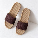CouldNook Flax-Look Cross Strap Slide Slippers - Soft Home Accent