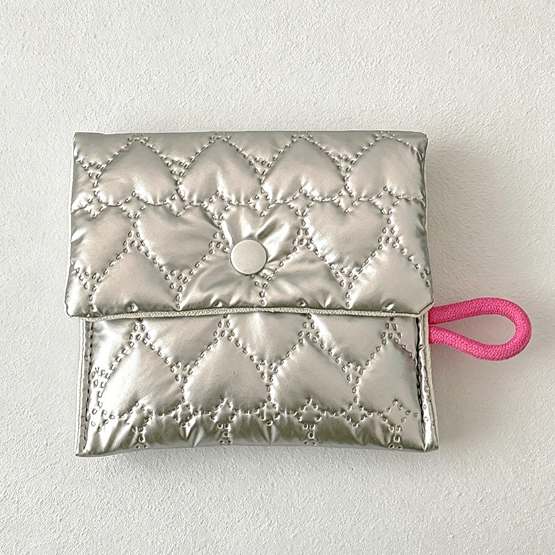 CouldNook Heart Quilted Mini Storage Pouch - Portable Makeup & Sanitary Bag