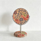 CouldNook Retro Cork Floral Round Standing Table Mirror