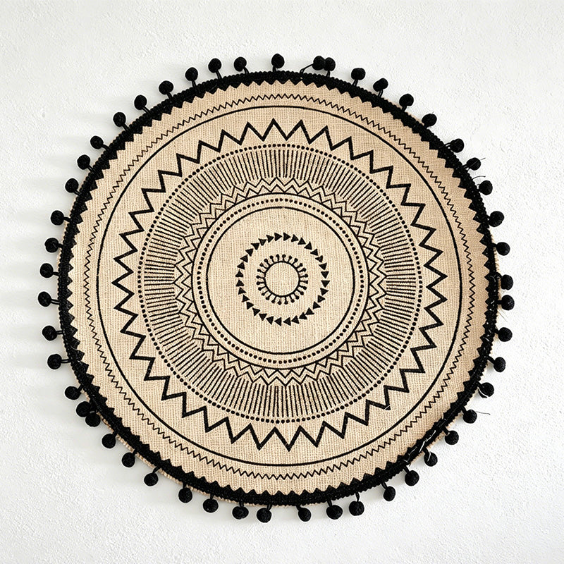 CouldNook Jute Ball Edge Woven Placemat - Aesthetic Rustic Table Mat