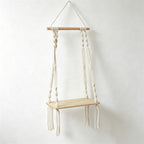 CouldNook Macrame Wooden Wall Shelf - Wall Accent Decor