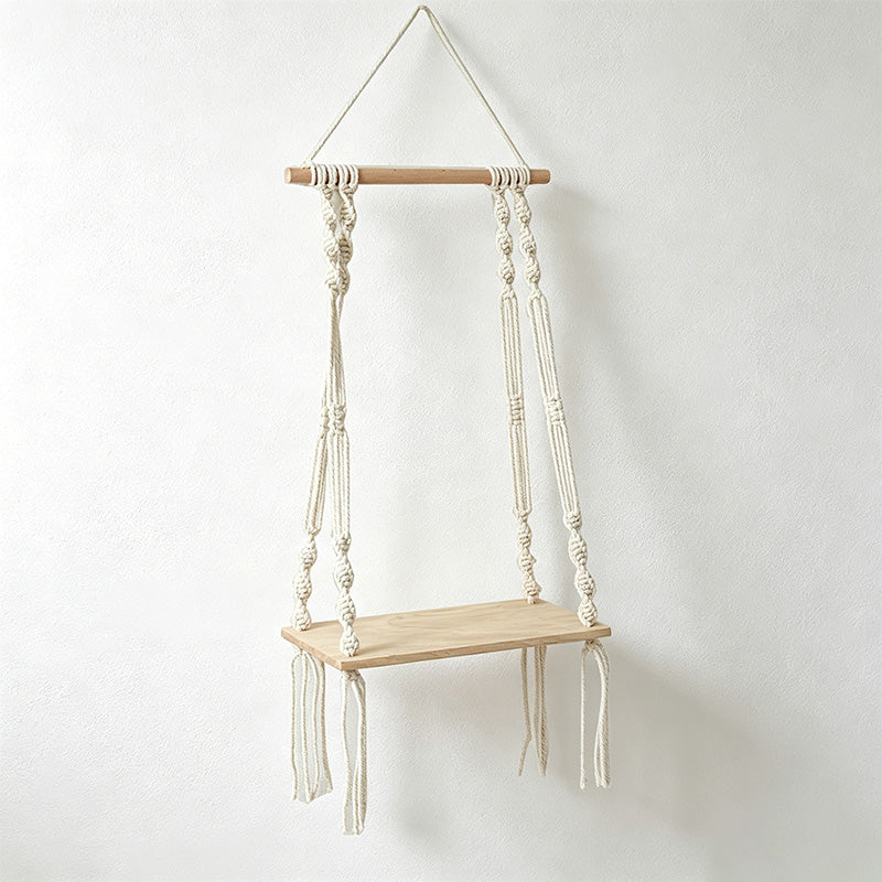 CouldNook Macrame Wooden Wall Shelf - Wall Accent Decor