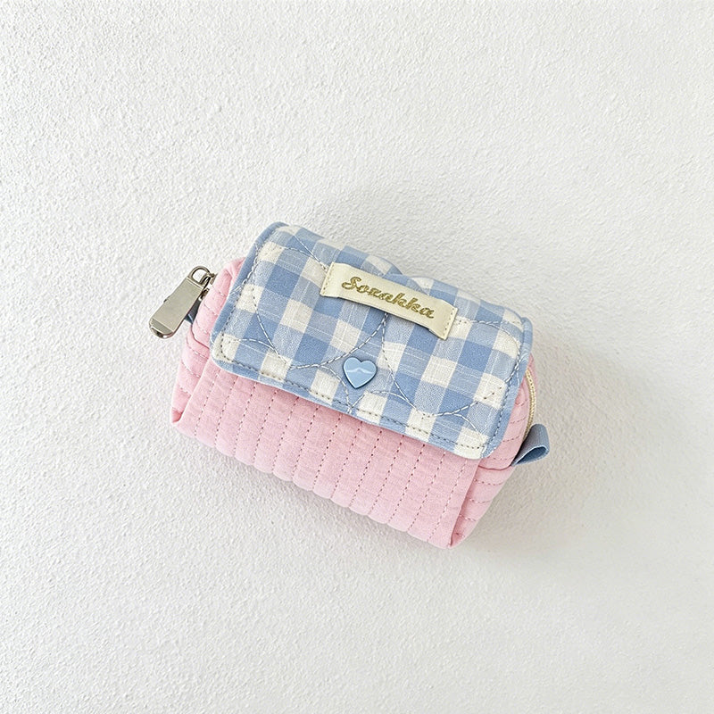 CouldNook Gingham Quilted Mini Zip Pouch - Desk Accent