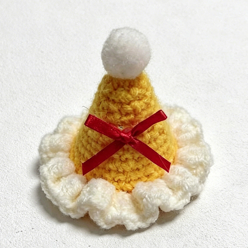 CouldNook Mini Hand Crochet Santa Hat - Pet & Doll Festive Accessory