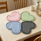 CouldNook Lace Heart Plaid Coaster - Aesthetic Fabric Accessory Mat