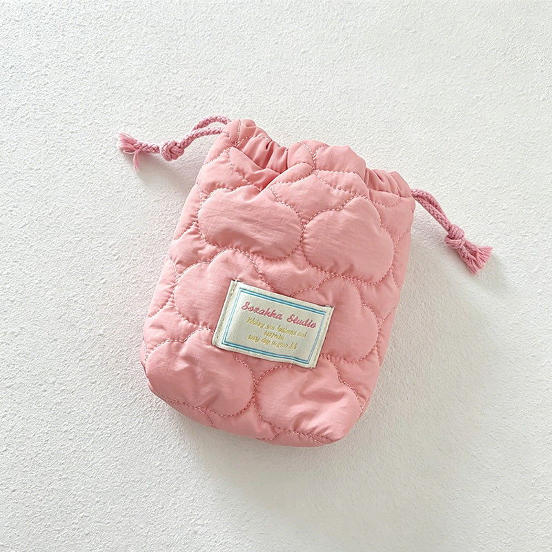 CouldNook Quilted Drawstring Storage Pouch - Soft Vanity Organizer
