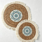 CouldNook Reed Bohemian Tassel Mat - Aesthetic Patterned Placemat