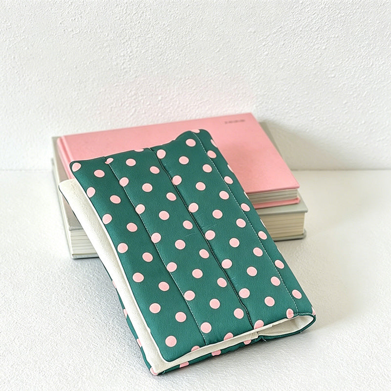 CouldNook Polka Dot Quilted Book Cover - Aesthetic A5 Fabric Sleeve