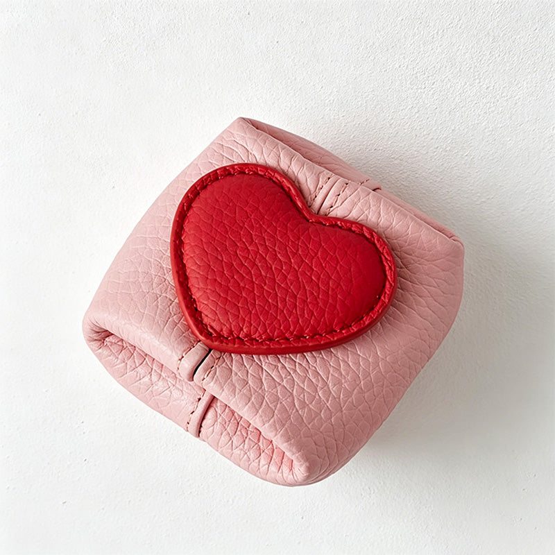 CouldNook Heart Accent Faux PU Mini Pouch - Earbud Case