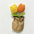 CouldNook Crochet Flower Mini Potted Ornament - Tabletop Rustic Fake Flower Decor