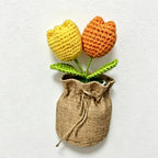 CouldNook Crochet Flower Mini Potted Ornament - Tabletop Rustic Fake Flower Decor