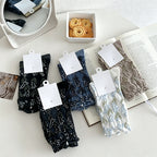 CouldNook Embossed Floral Mid-Calf Socks - Women's Retro Casual Stackable Socks