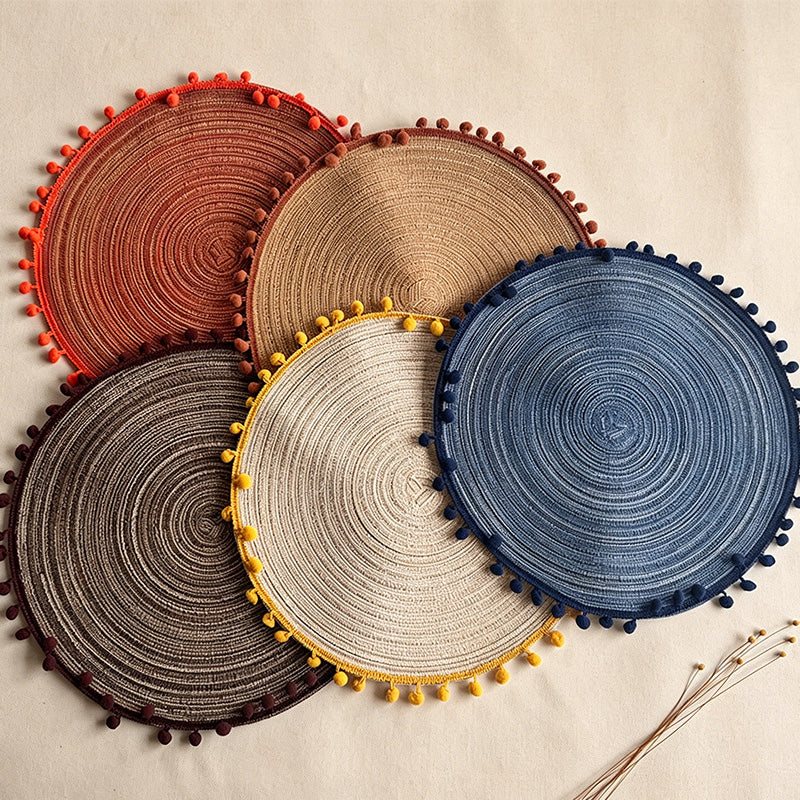 CouldNook Cotton Ball Woven Placemat - Aesthetic Luxe Table Mat