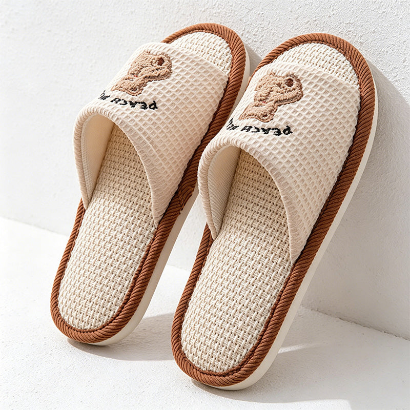 CouldNook Soft Animal Applique Open Toe House Slippers - Warm Home Accent