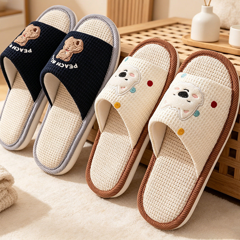 CouldNook Bear Dog Open Toe Slippers - Warm Indoor Accent