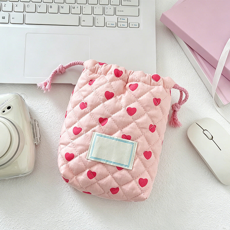 CouldNook Mini Heart Quilted Pouch - Accessory Organizer Bag