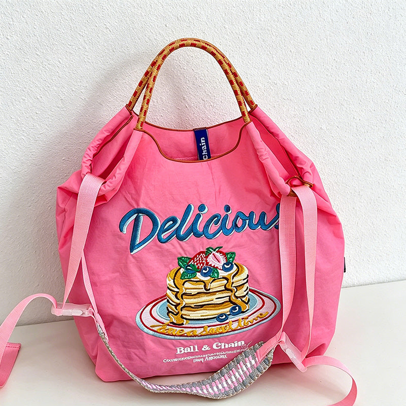 CouldNook Delicious Pancake Embroidery Shopping Bag - Everyday Market Accent