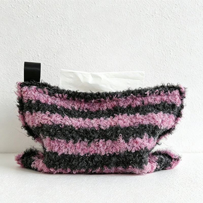 CouldNook Knitted Stripe Tissue Bag - Aesthetic Loop Velvet Case