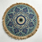 CouldNook Printed Jute Tassel Mat - Aesthetic Bohemian Round Placemat