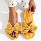 CouldNook Bow Accent Open Toe House Slippers - Bedroom Display Accent