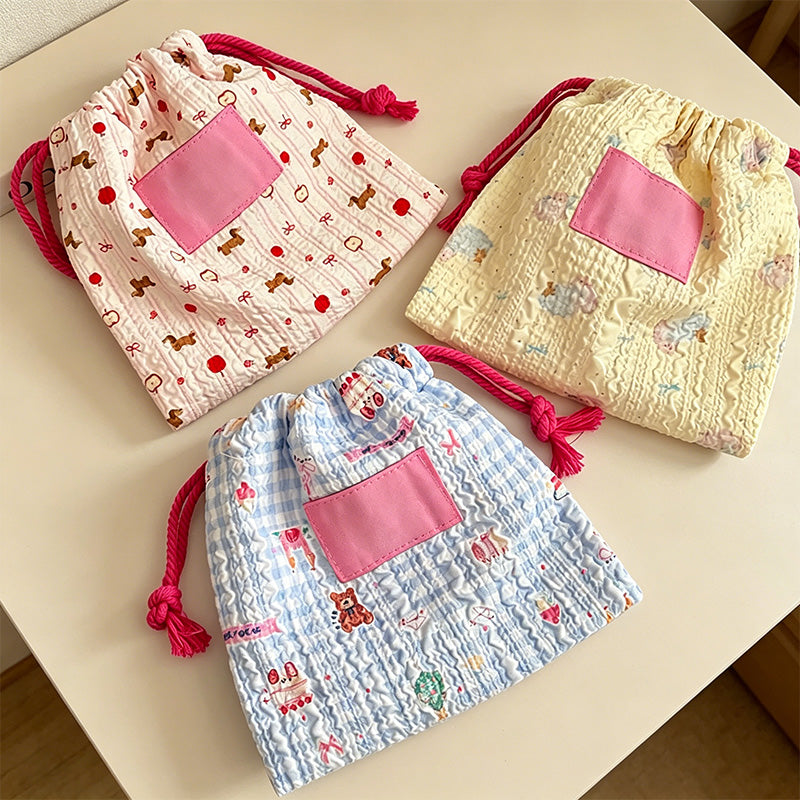 CouldNook Cake Bear Drawstring Bag - Soft Portable Accessory Pouch