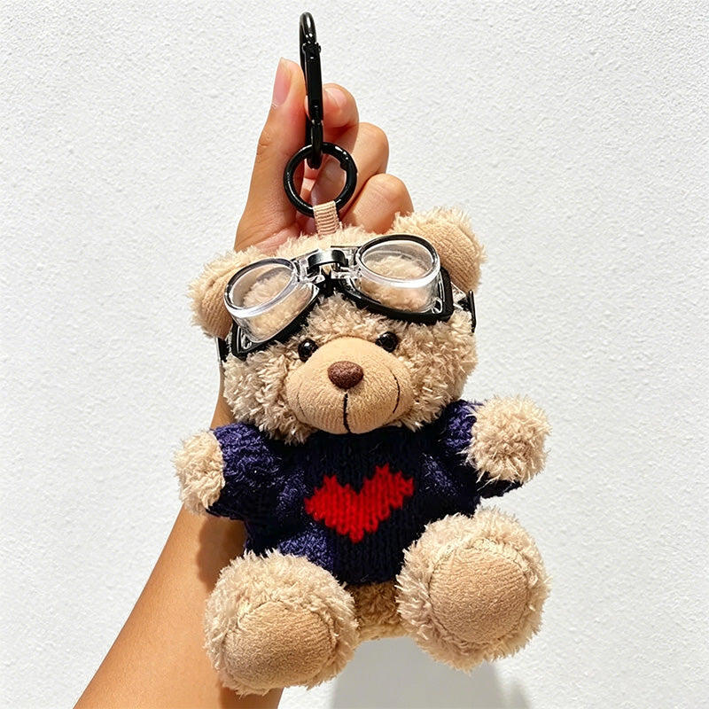 CouldNook Teddy Bear Goggle Bag Charm - Sweater Accent