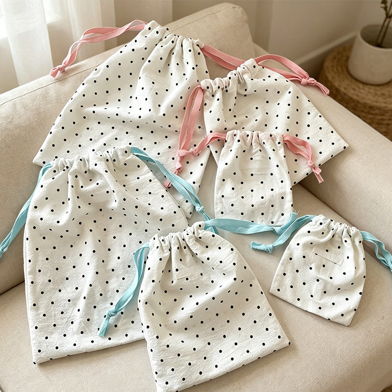 CouldNook Dot Pattern Drawstring Storage Pouch Set - Travel Organizer