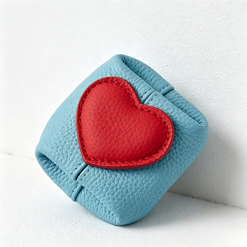 CouldNook Heart Accent Faux PU Mini Pouch - Earbud Case