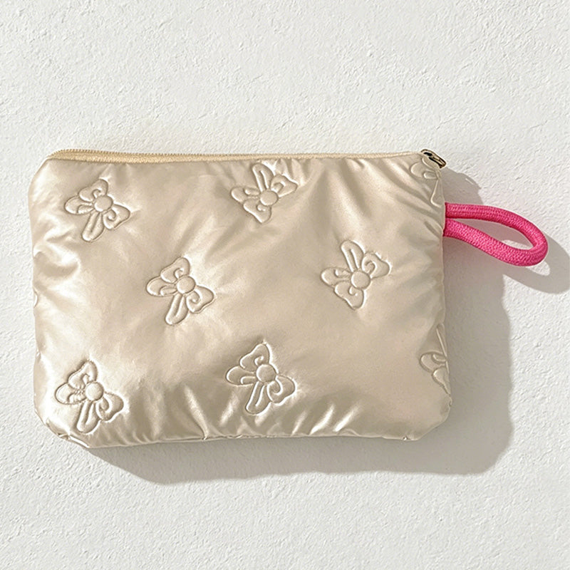 CouldNook Bow Embossed Mini Storage Pouch - Portable Makeup & Sanitary Bag