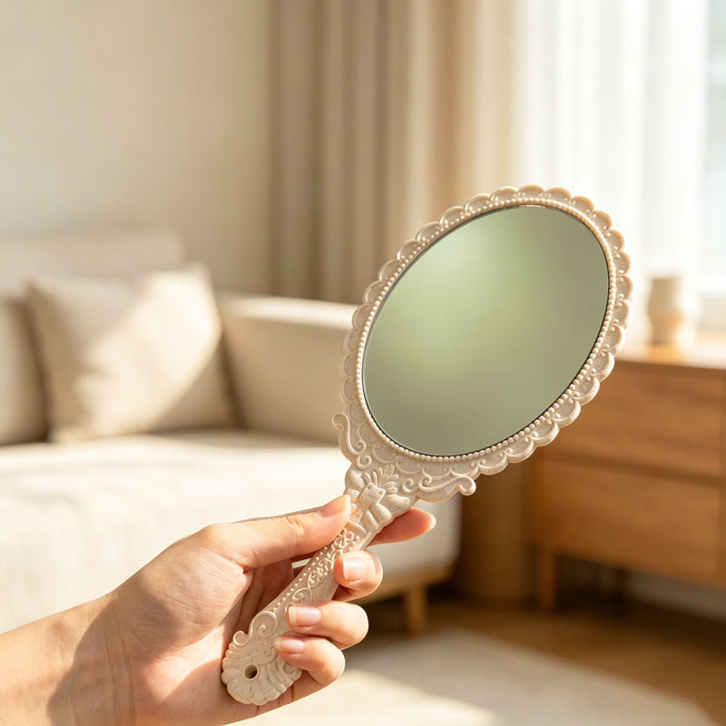CouldNook Handled Oval Handheld Make Up Mirror - Simple Daily Essential