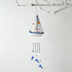 CouldNook Blue & White Wooden Sailboat - Nautical Sailboat Wall Ornament