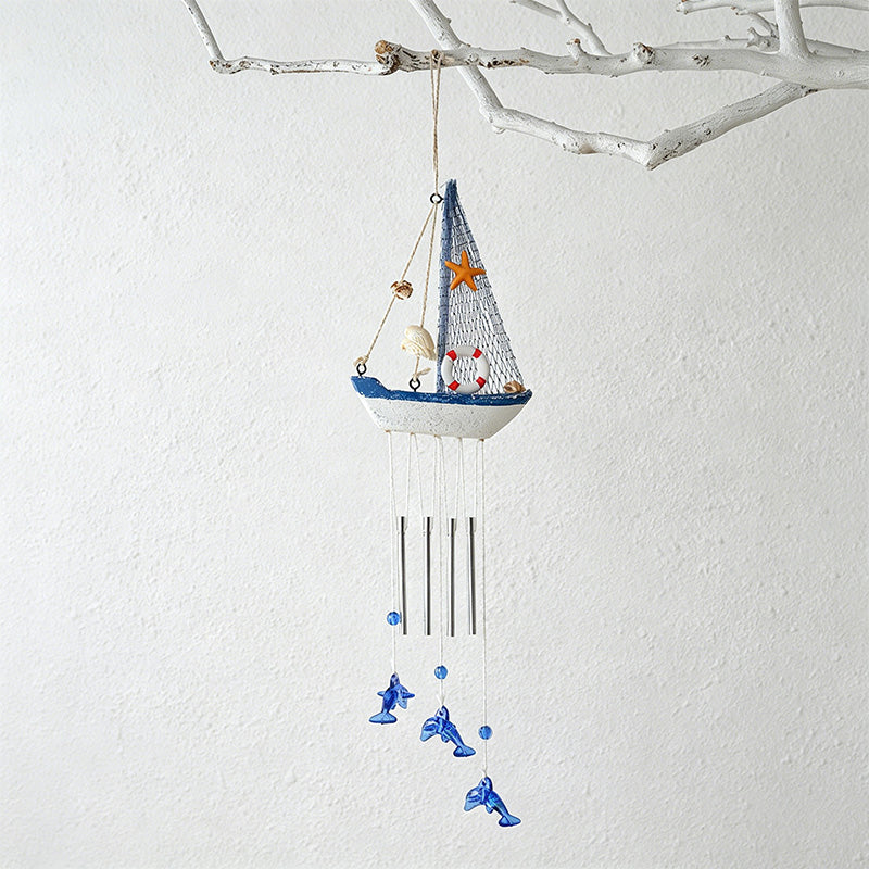CouldNook Blue & White Wooden Sailboat - Nautical Sailboat Wall Ornament