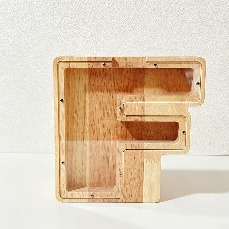 CouldNook 26-letter Wooden Money Box - Desktop Savings Ornament