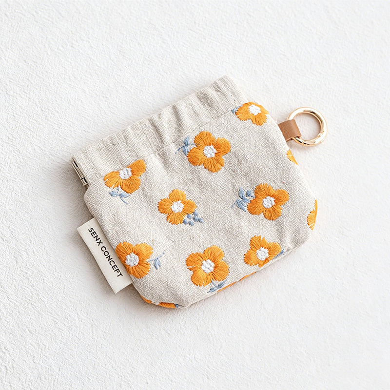 CouldNook Fake Lined Floral Drawstring Storage Pouch - Small Vanity Accent