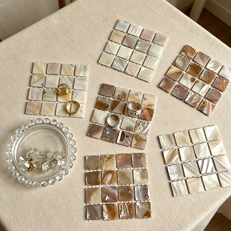 CouldNook Natural Shell Mosaic Coaster - Aesthetic insulated Table Mat