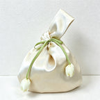 CouldNook Tulip Satin Wrist Bag - Aesthetic Floral Gift Pouch