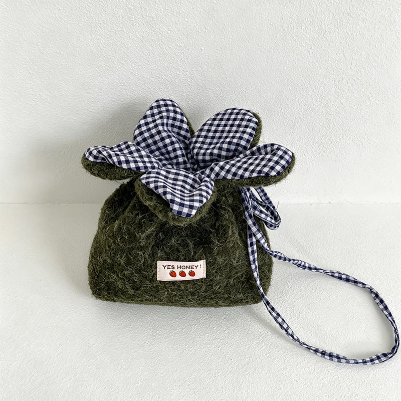 CouldNook Plush Drawstring Flower Bag - Giftable Carry Accent