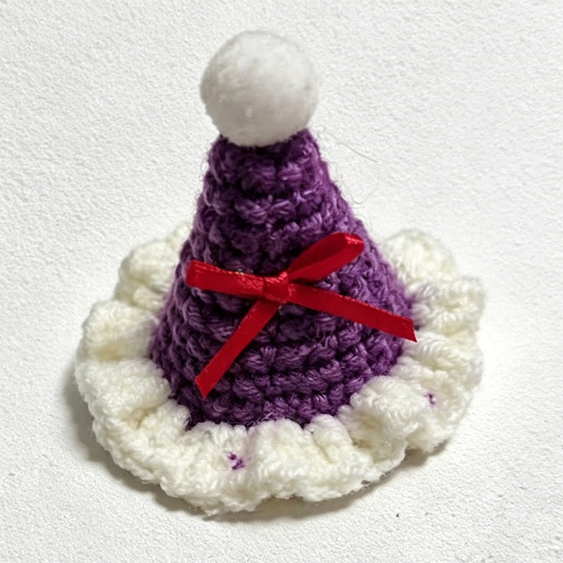 CouldNook Mini Hand Crochet Santa Hat - Pet & Doll Festive Accessory