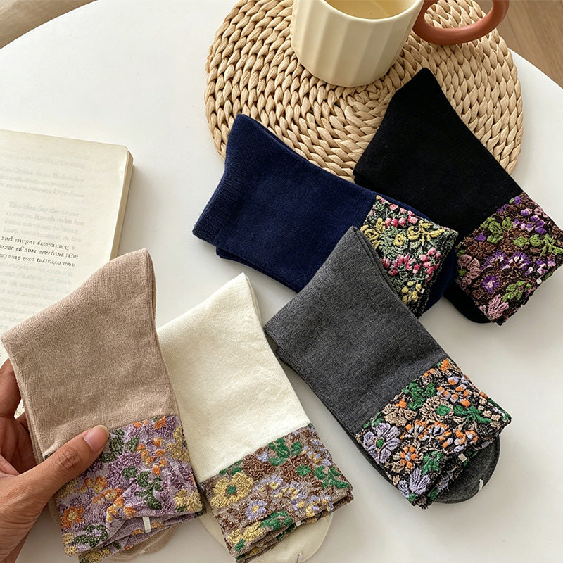 CouldNook Garden Pattern Crew Socks - Everyday Gift Accessory