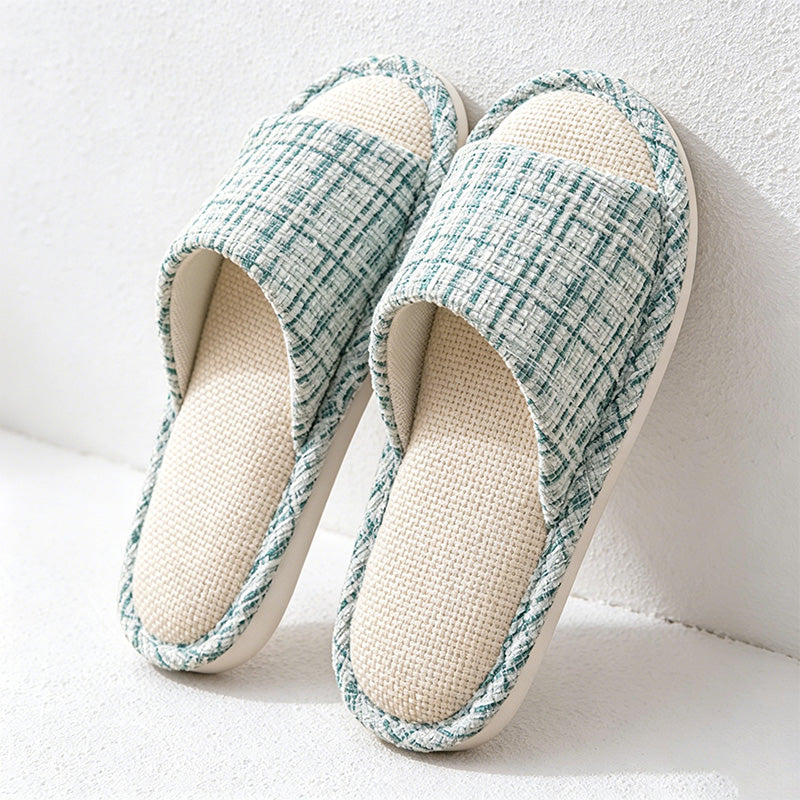 CouldNook Tweed-Look Open Toe Slippers - Soft Room Accent