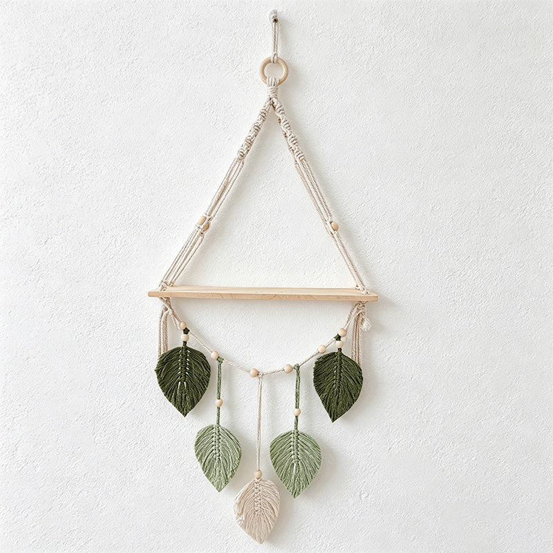 CouldNook Macrame Wooden Wall Shelf - Wall Accent Decor