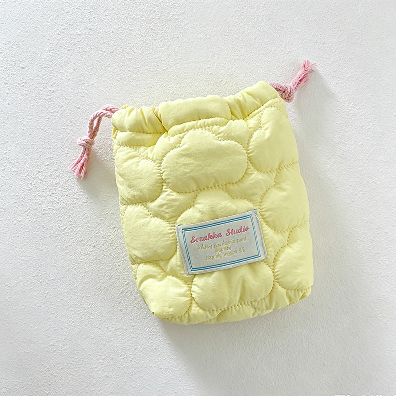 CouldNook Quilted Drawstring Storage Pouch - Soft Vanity Organizer